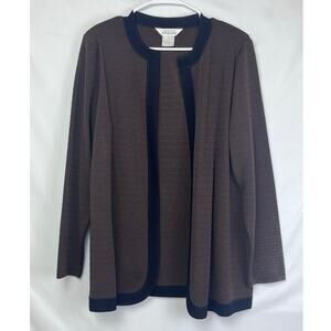 Exclusively Misook Women's Large Brown/Black Long Sleeve Lightweight Cardigan